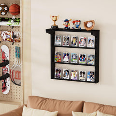 Emfogo wooden display stand with top shelf holds signed items and photos beautifully.