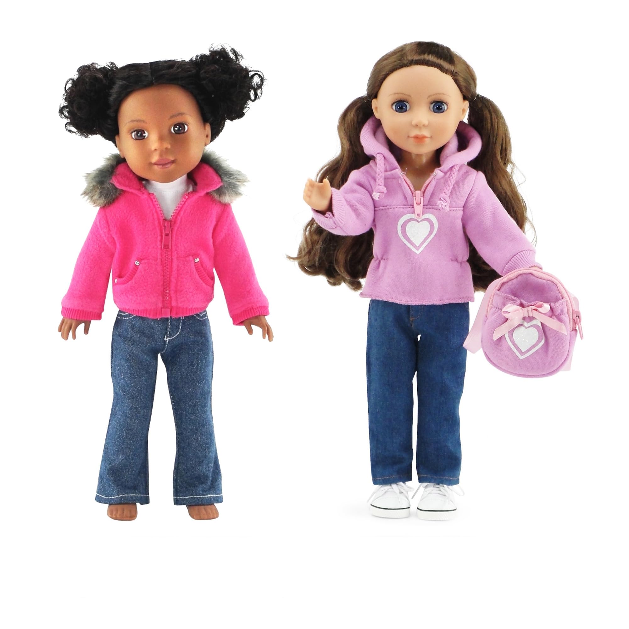 Emily Rose 14.5-inch doll coat with faux fur for cozy outdoor play.