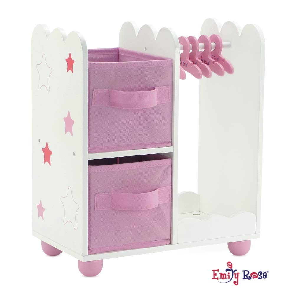 Emily Rose 14-inch doll clothes storage keeps dress-up space neat