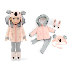 Emily Rose 14-inch doll koala coat worn for cozy outdoor play