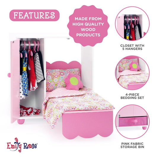Emily Rose 18-inch Murphy bed closet opened to reveal wardrobe access