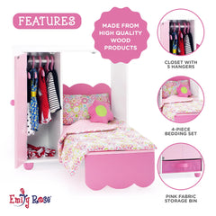 Emily Rose 18-inch Murphy bed closet opened to reveal wardrobe access