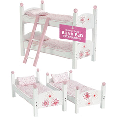 Emily Rose 18-inch doll bunk bed with floral bedding for cozy sleepovers