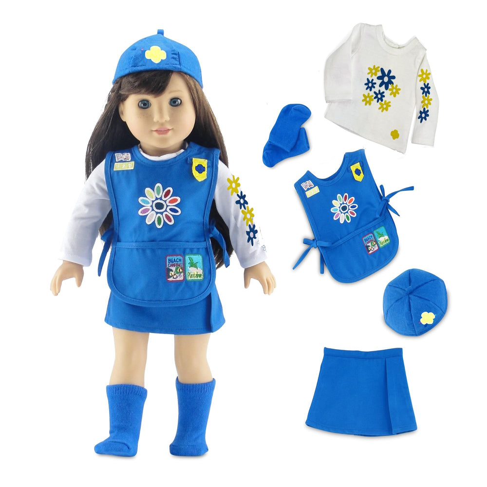 Emily Rose 18-inch daisy uniform skirt for versatile doll styling.
