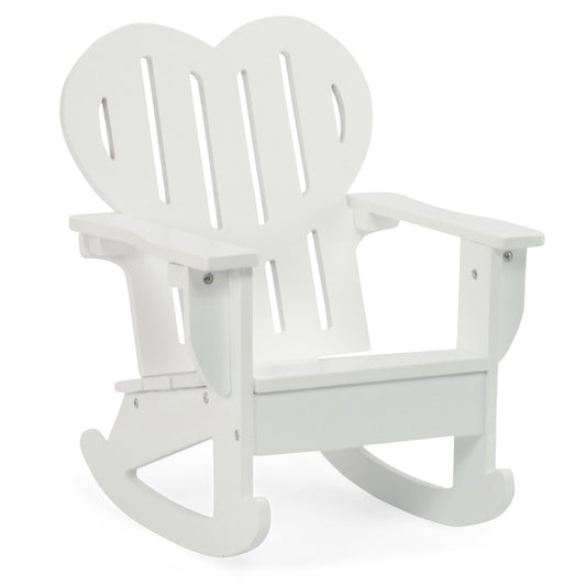 Emily Rose 18in doll Adirondack chair in white with heart-back for cozy outdoor play