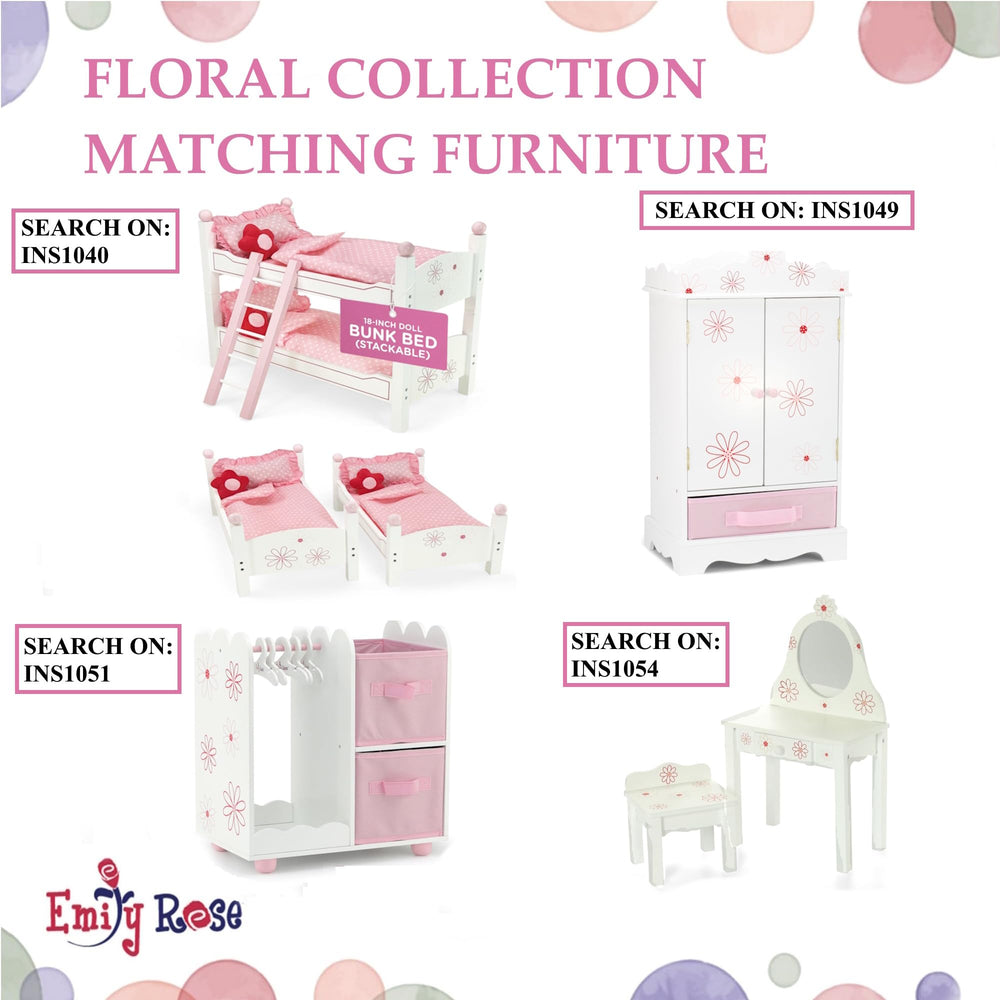 Emily Rose 18-inch doll dining chair back detail adds décor charm.