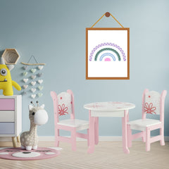 Emily Rose 18-inch doll dining set wood texture highlights natural craftsmanship.