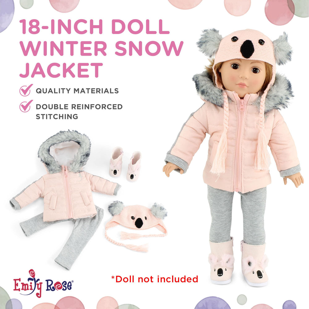 Emily Rose knit hat with ears on an 18-inch doll for cute warmth.