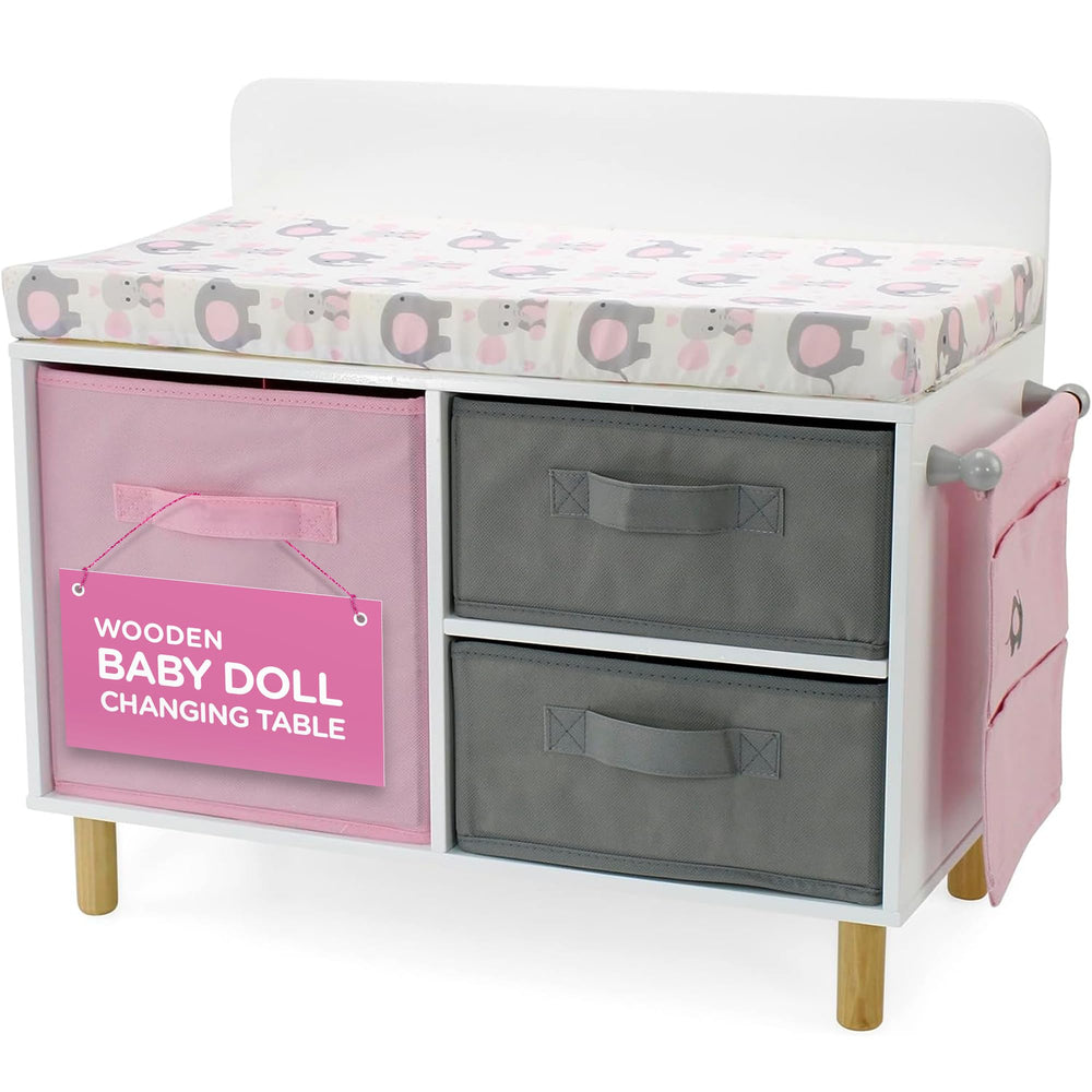 Emily Rose 18-inch doll changing table with elephant pad for realistic play