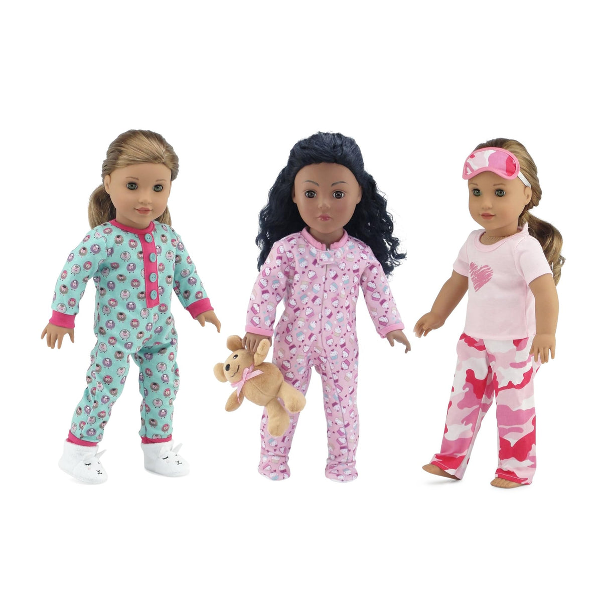 Emily Rose cupcake onesie for cozy bedtime play with 18-inch dolls