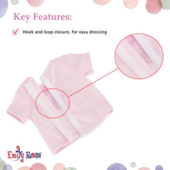 Close-up of soft fabric texture on Emily Rose doll pajamas