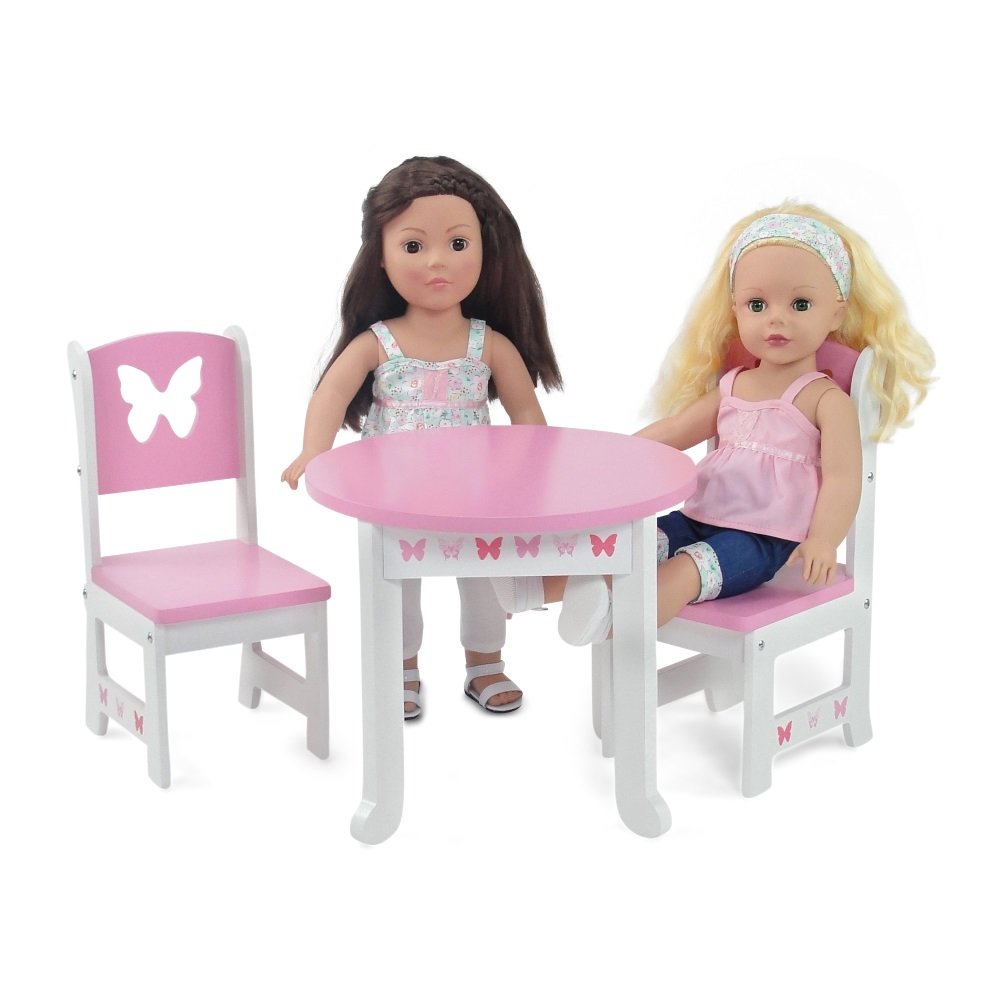 Emily Rose 18-Inch Doll Table with sturdy wooden surface for pretend meals and tea time