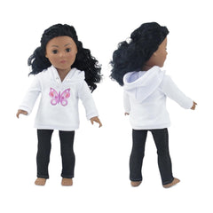 Emily Rose 18-inch doll white hoodie sweatshirt on display; soft and cozy.