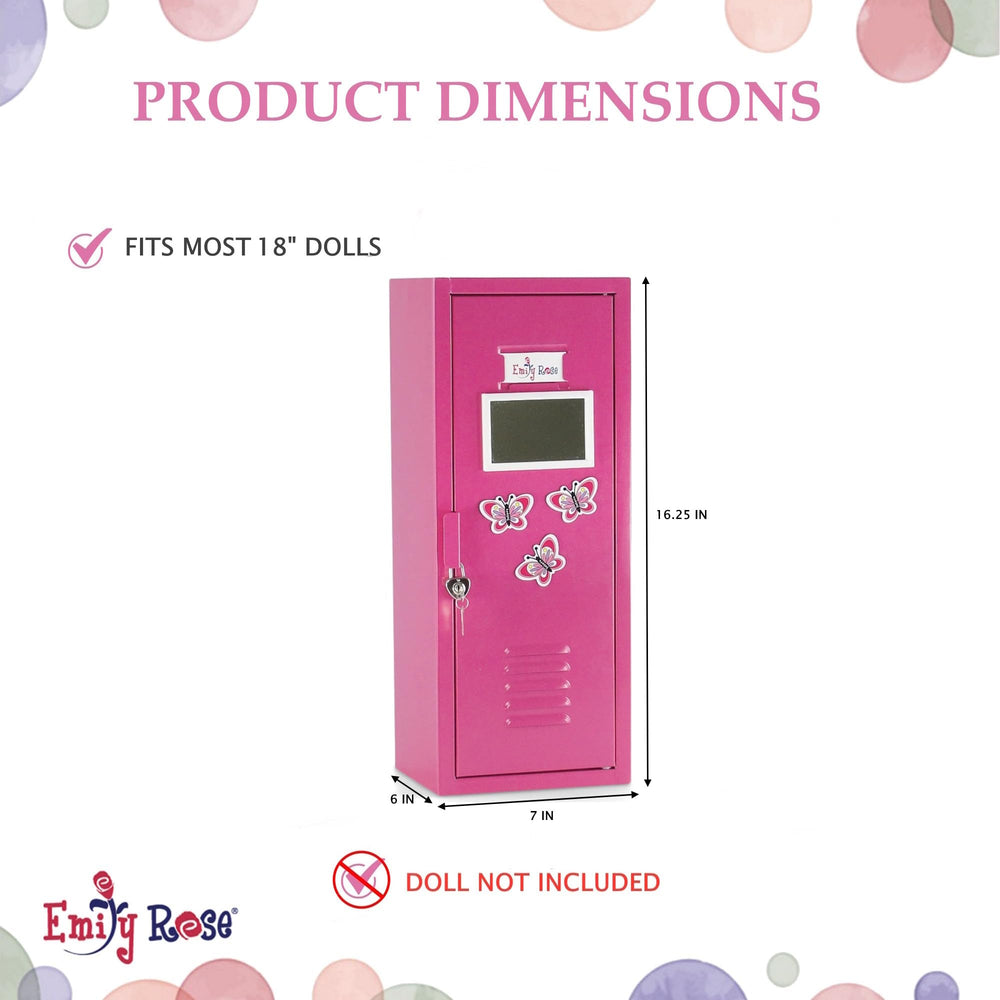 Emily Rose five doll hangers help neatly organize outfits.