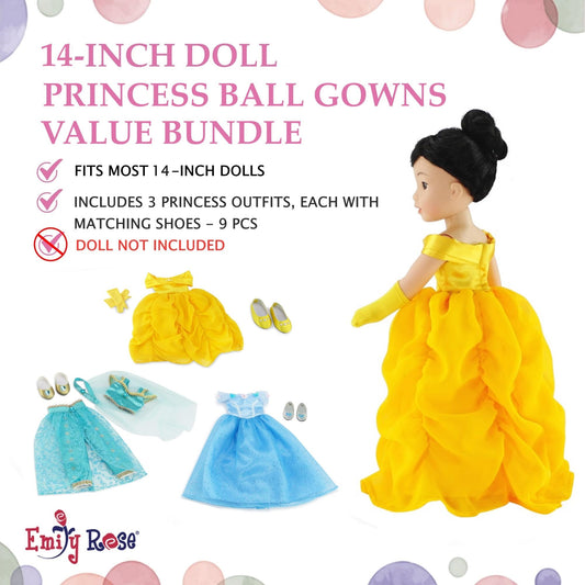 Emily Rose blue ballgown embellished with beaded trim for dress-up fun.