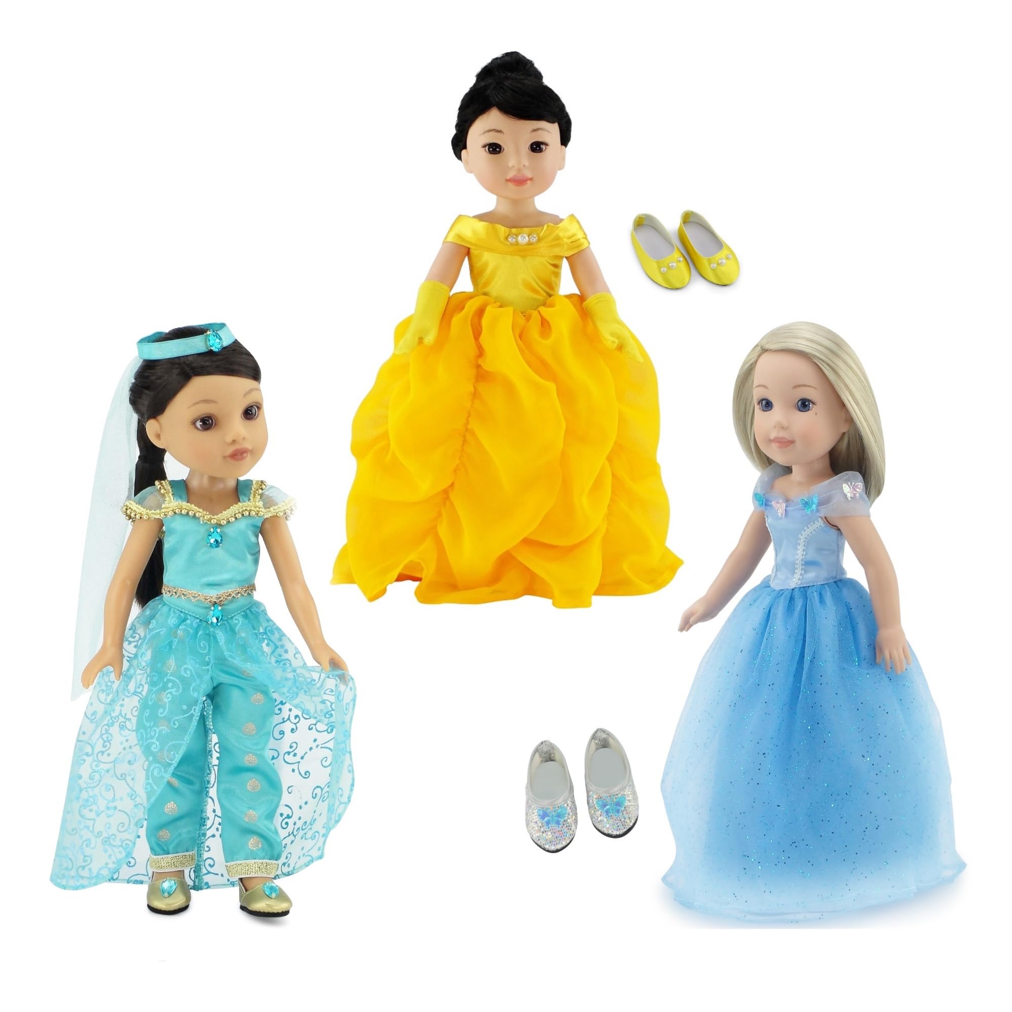 Emily Rose blue ballgown with glitter accents for imaginative pretend play.