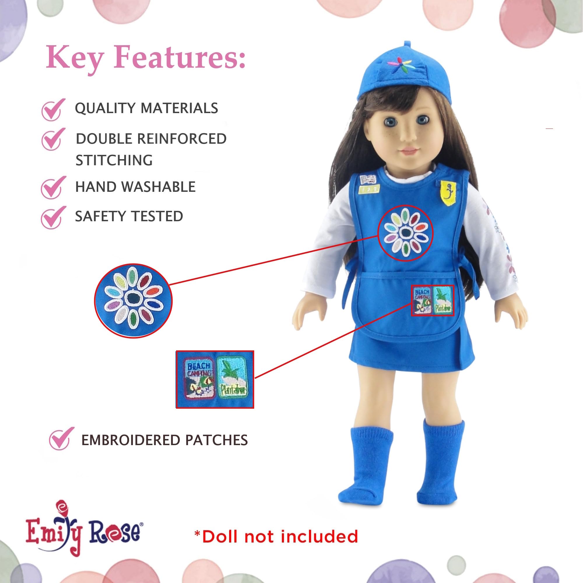 Emily Rose blue socks complete the five-piece uniform set.
