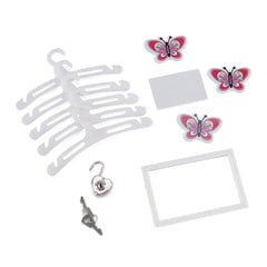 Emily Rose customizable name card enhances pretend storage setup.