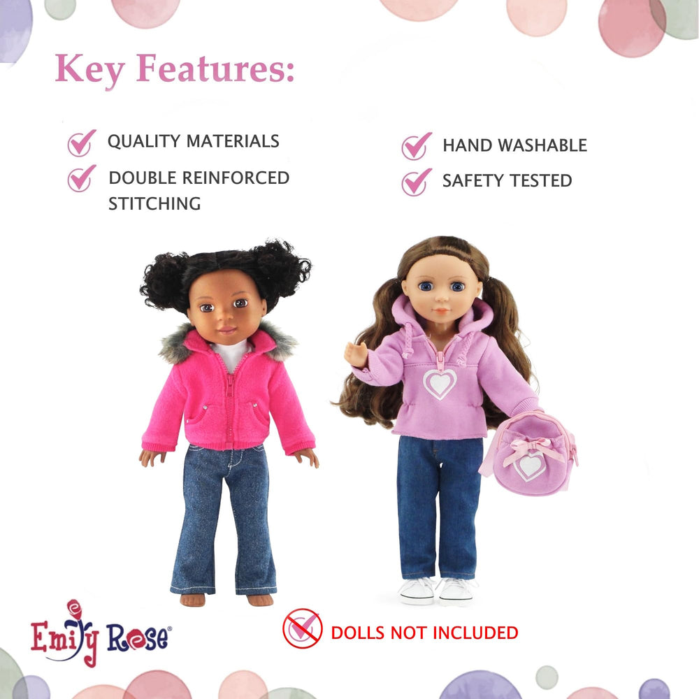 Emily Rose dark-wash distressed jeans for versatile doll outfits.