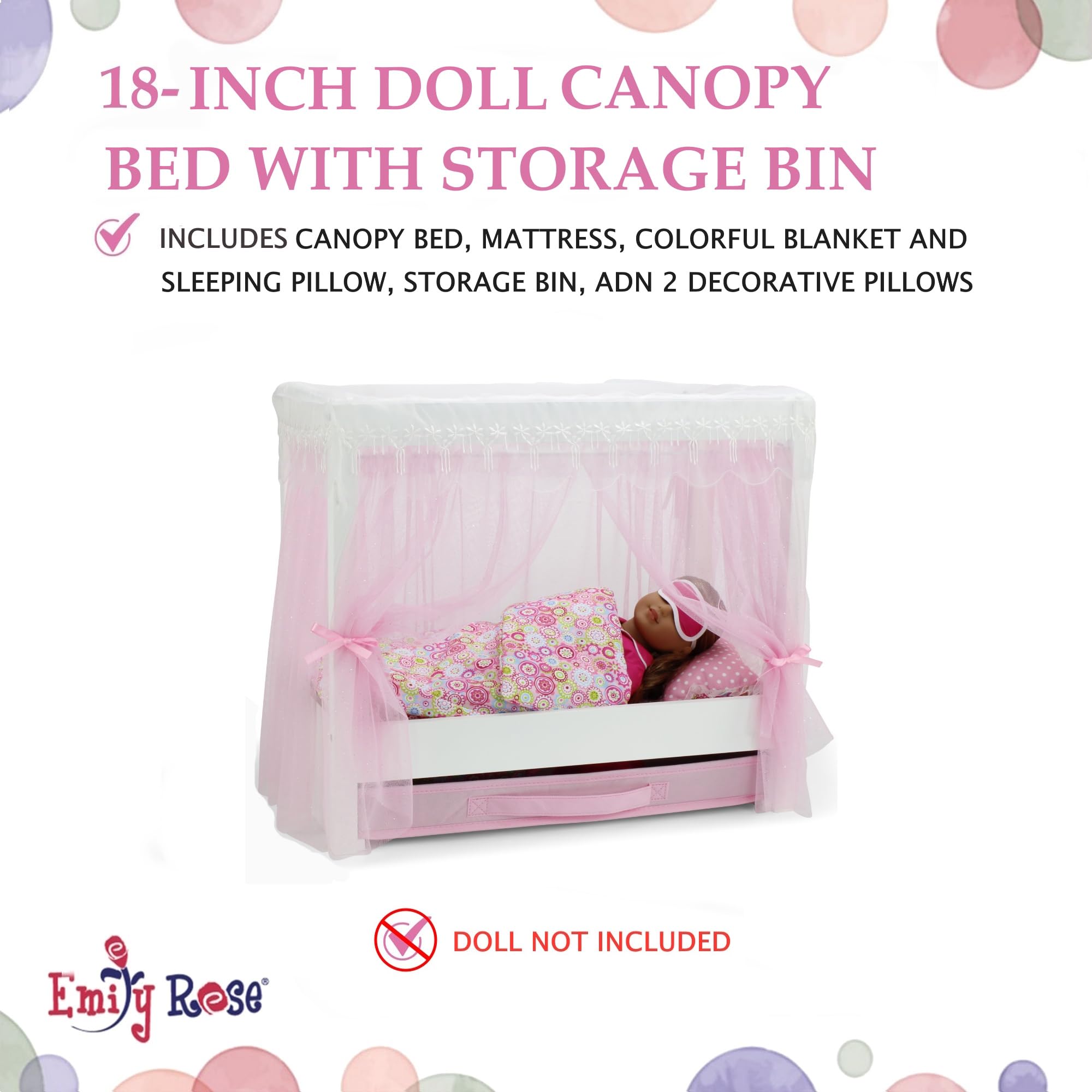 Decorative flower pillow accent on the Emily Rose doll bedding