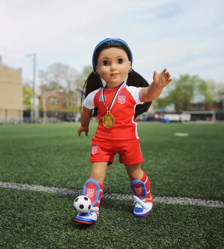 Emily Rose doll cleats complete authentic game-day outfits for playtime.
