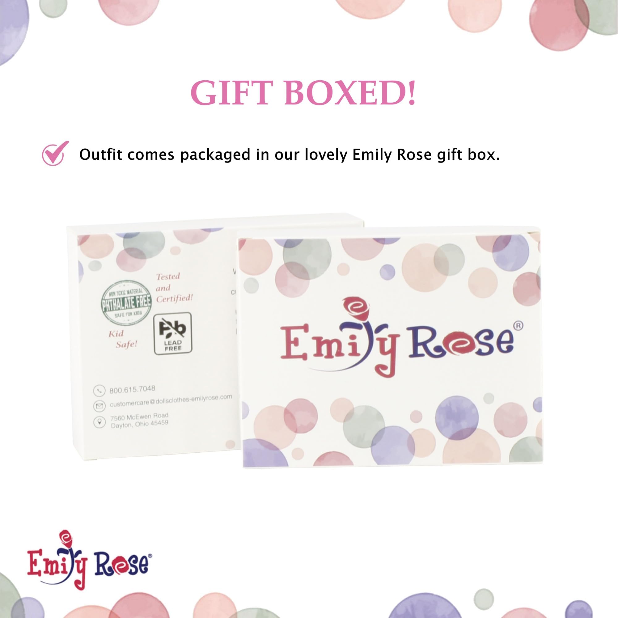 Emily Rose doll clothing features back closures for easy dressing
