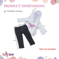Double reinforced stitching highlighted on Emily Rose doll set.