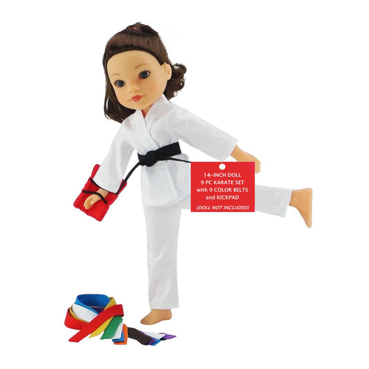 Emily Rose doll karate gi white 2pc set for authentic training play