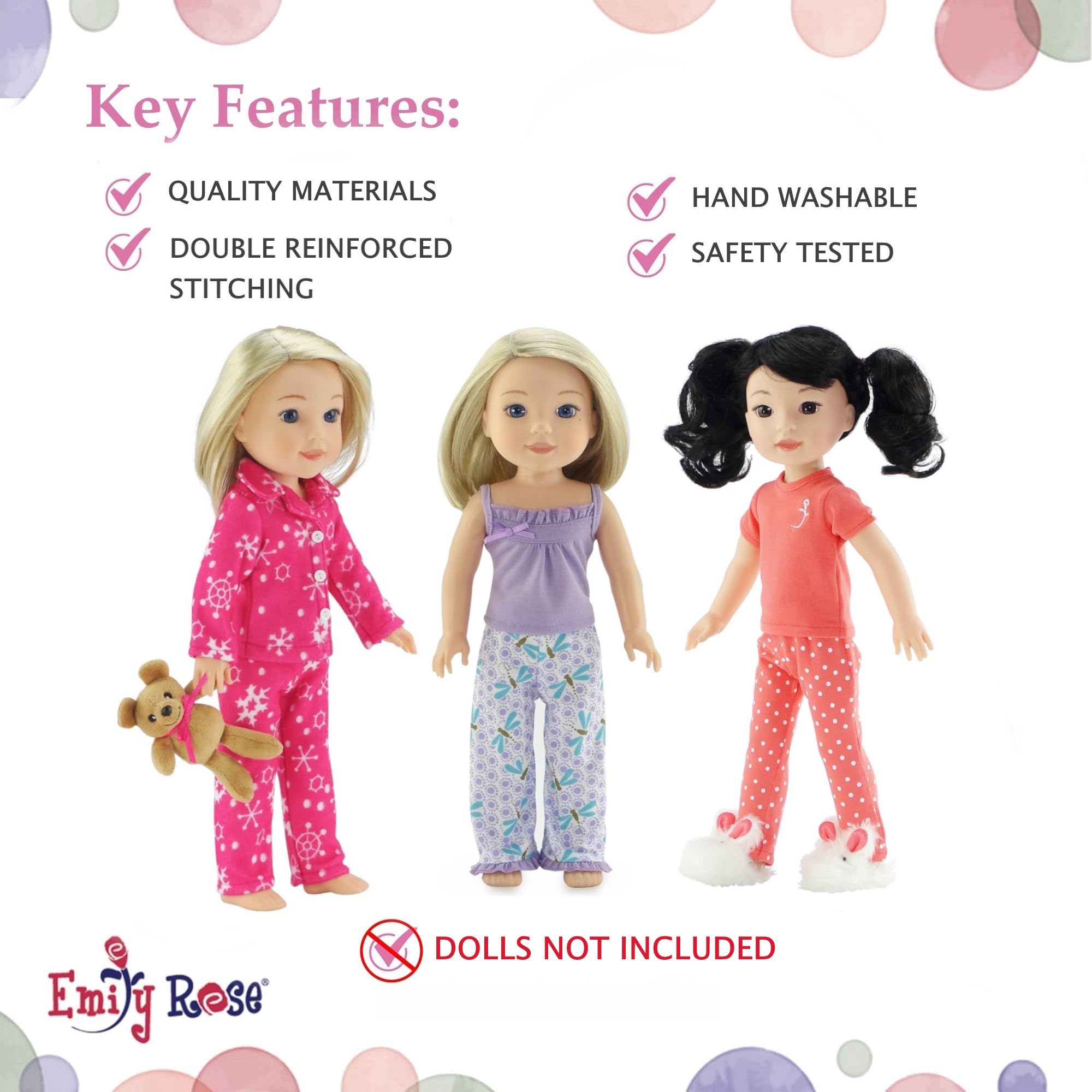 Emily Rose lavender dragonfly print tank pajamas for seasonal dressing for 14-inch dolls.