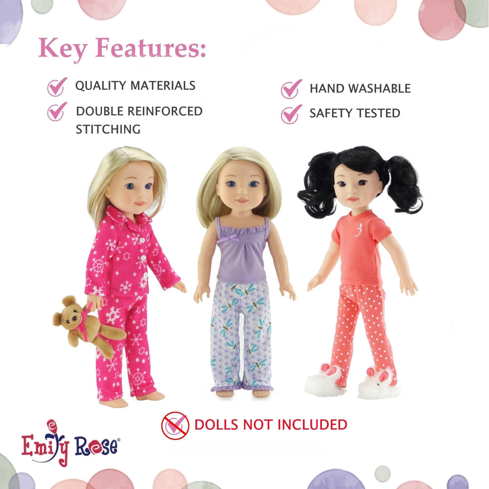 Emily Rose lavender dragonfly print tank pajamas for seasonal dressing for 14-inch dolls.