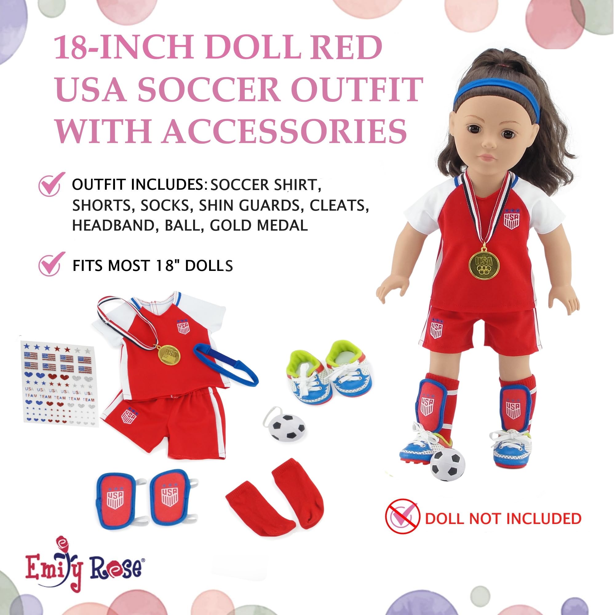 Emily Rose doll shin guards add realistic protection during dress-up games.