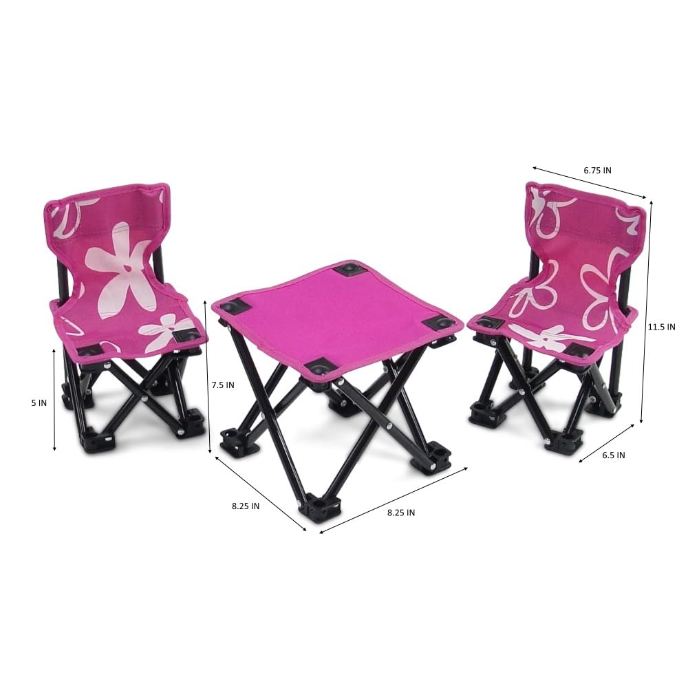 Emily Rose folding table shown in pink, ideal for doll picnics.