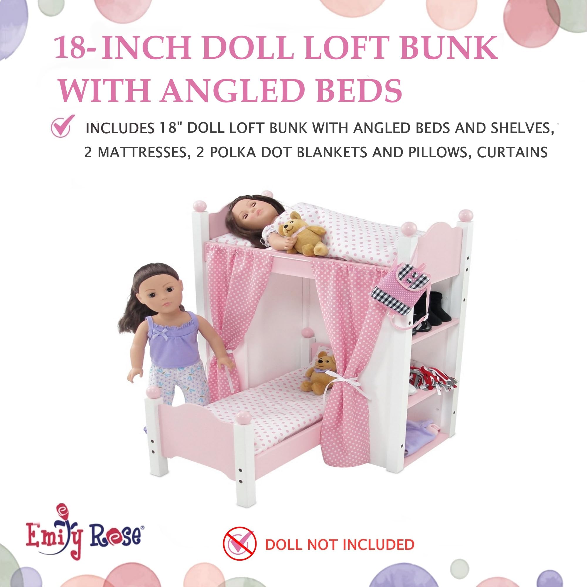 Emily Rose bunk bed showing built-in storage shelves on both sides.