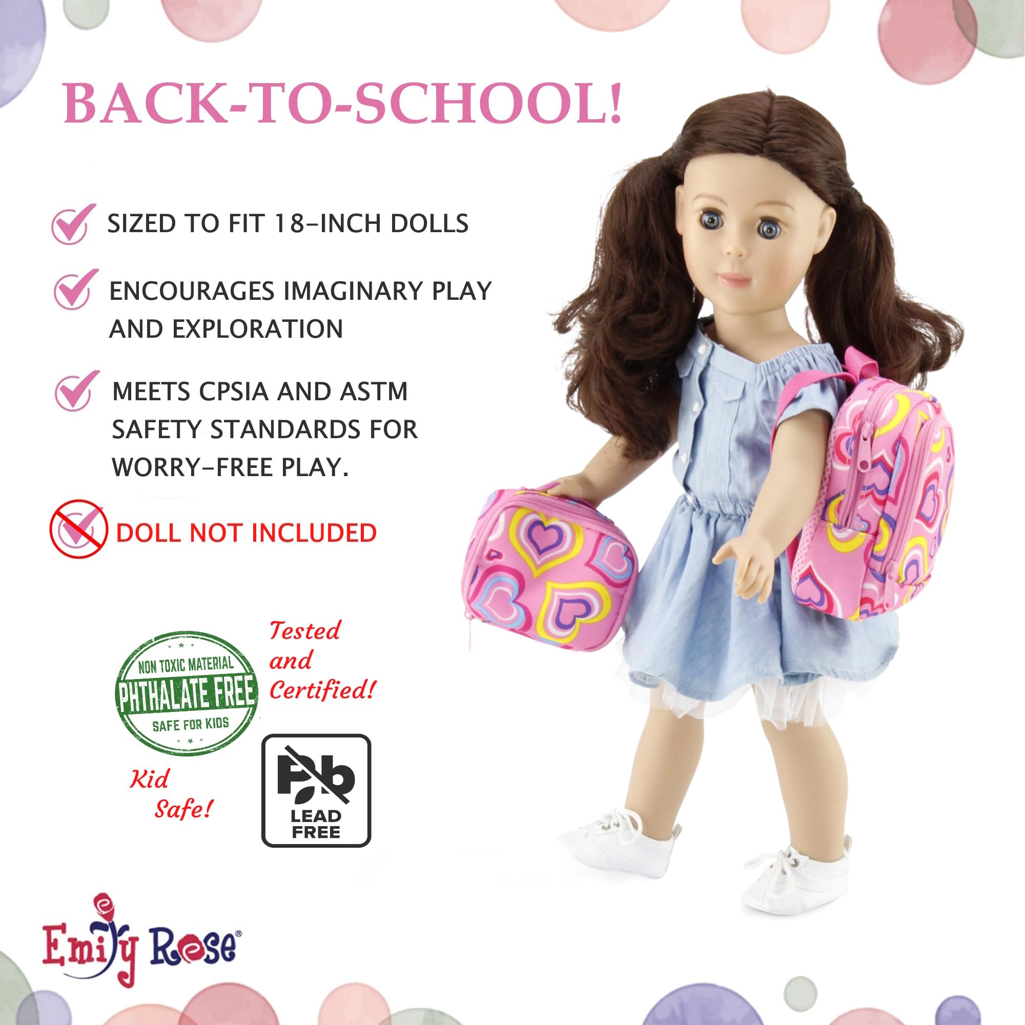 Emily Rose math book supports imaginative learning during classroom-style doll setup.