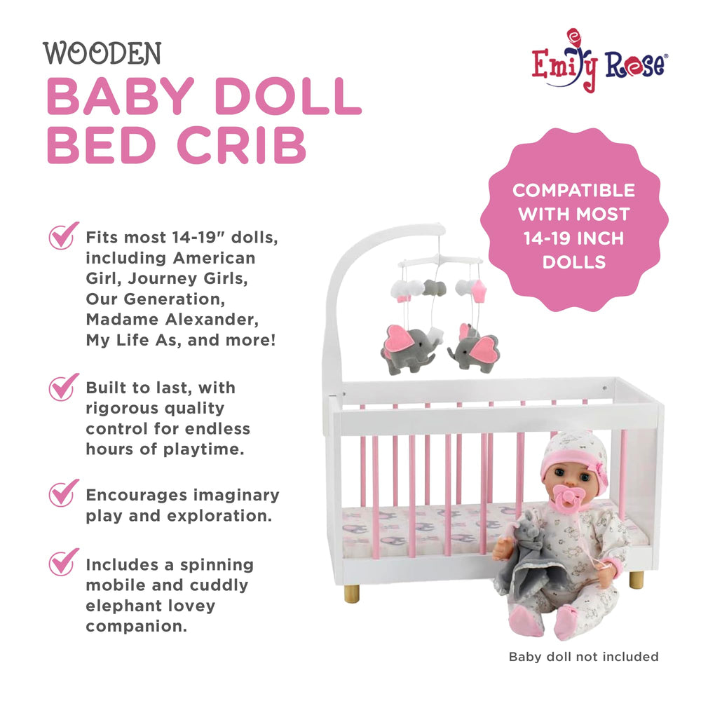 Emily Rose elephant-theme mobile adds gentle motion to the doll nursery.
