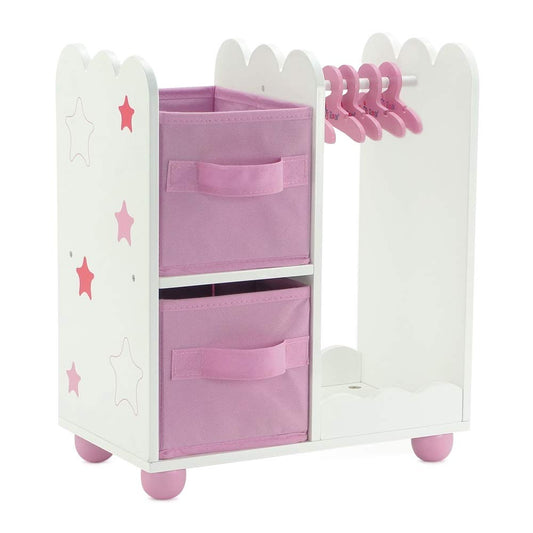 Emily Rose open wardrobe closet for 14-inch dolls with organized hanging space