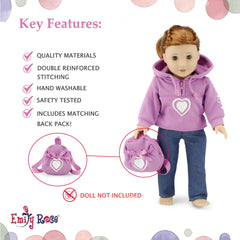 Emily Rose pink backpack for doll to carry small accessories on the go.
