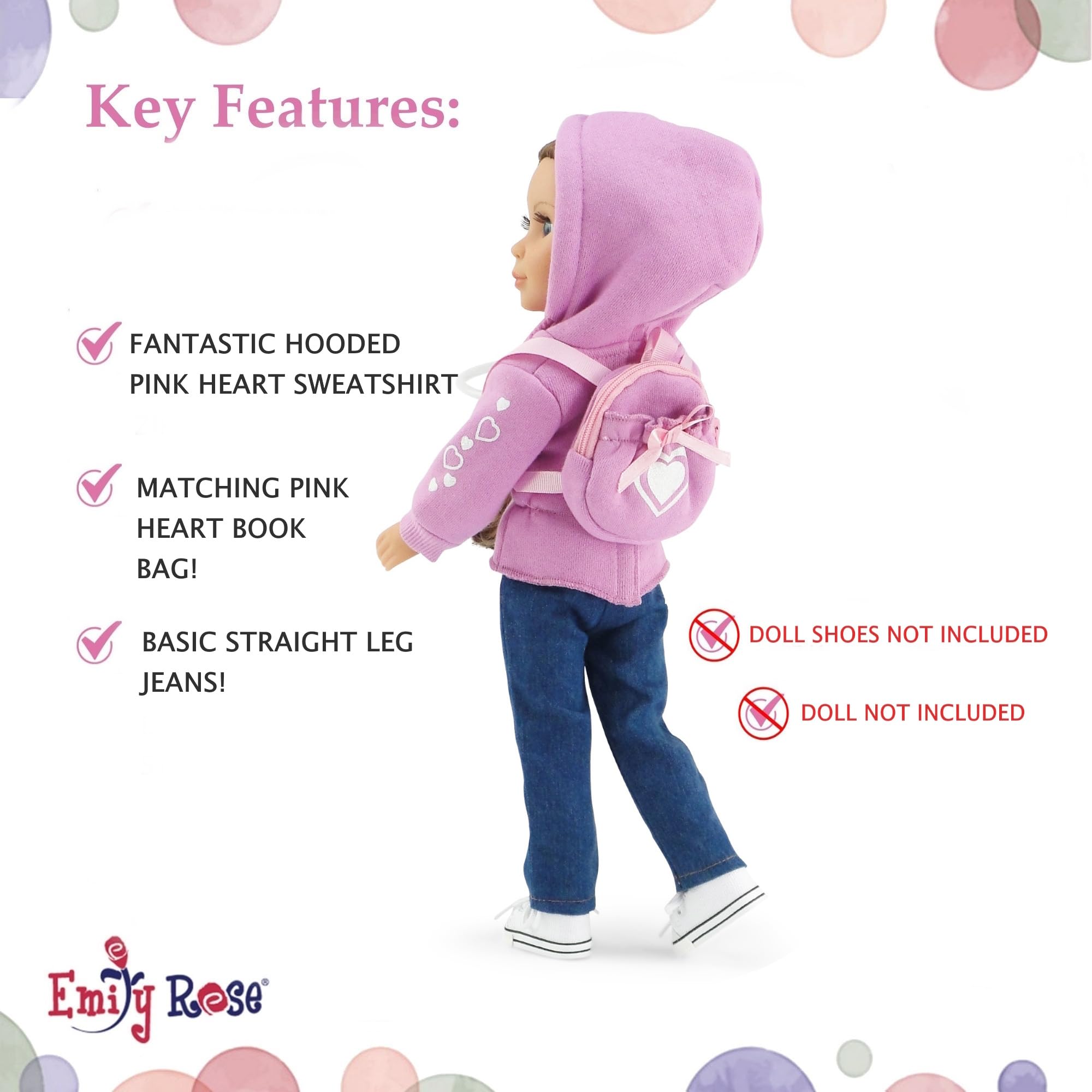 Emily Rose pink backpack with heart design for pretend adventures.