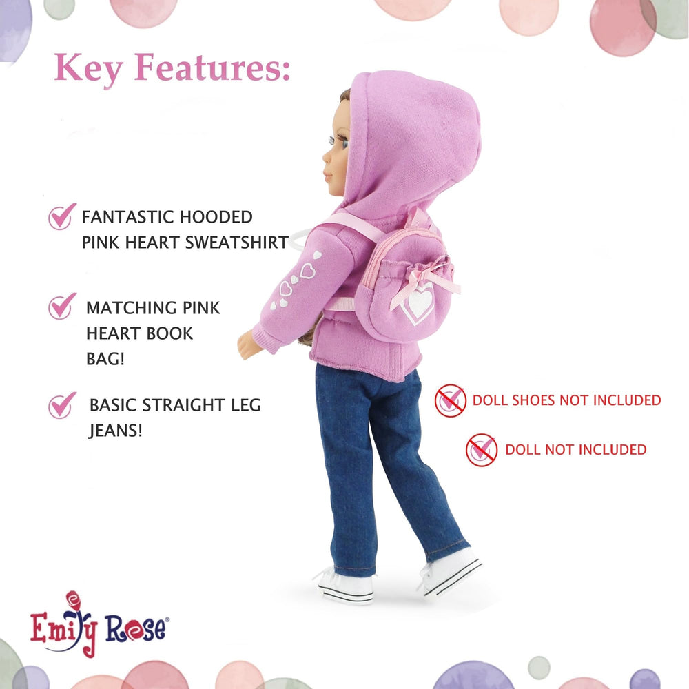 Emily Rose pink backpack with heart design for pretend adventures.