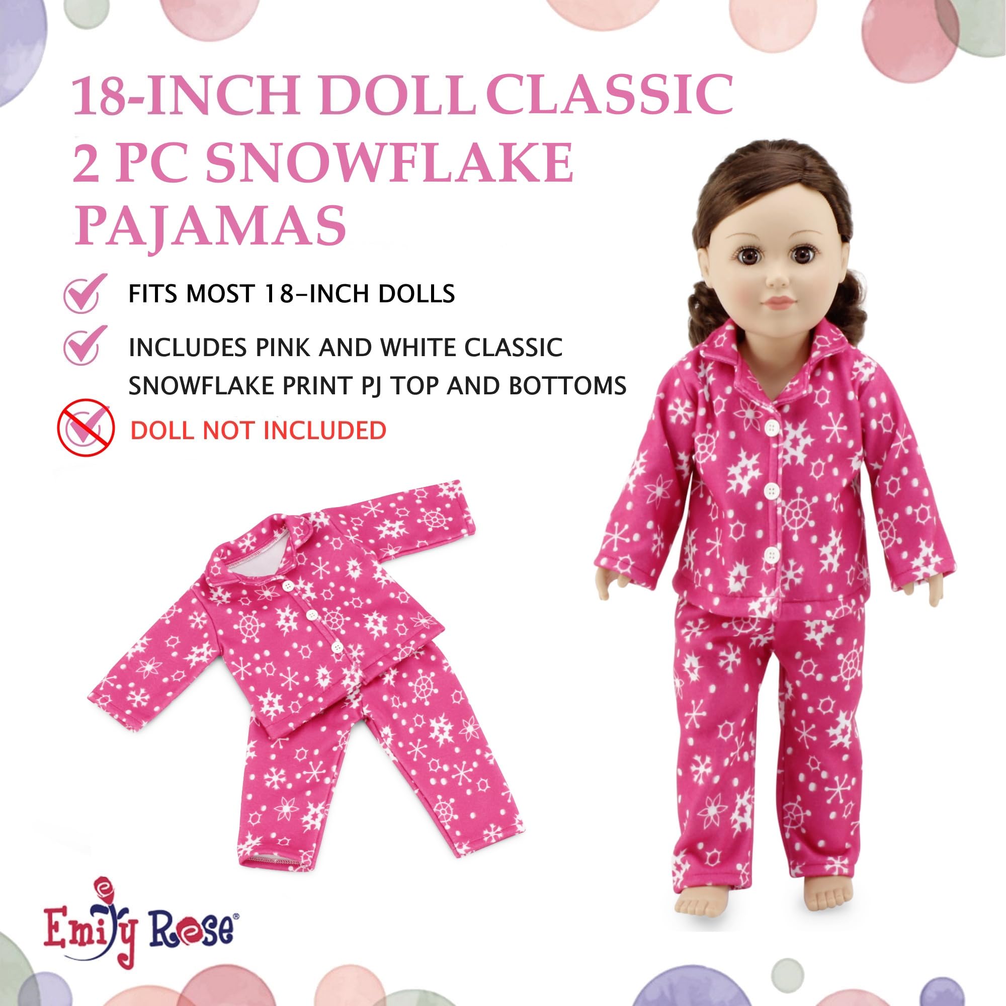 Emily Rose pink-white snowflake pattern back view highlights durable stitching