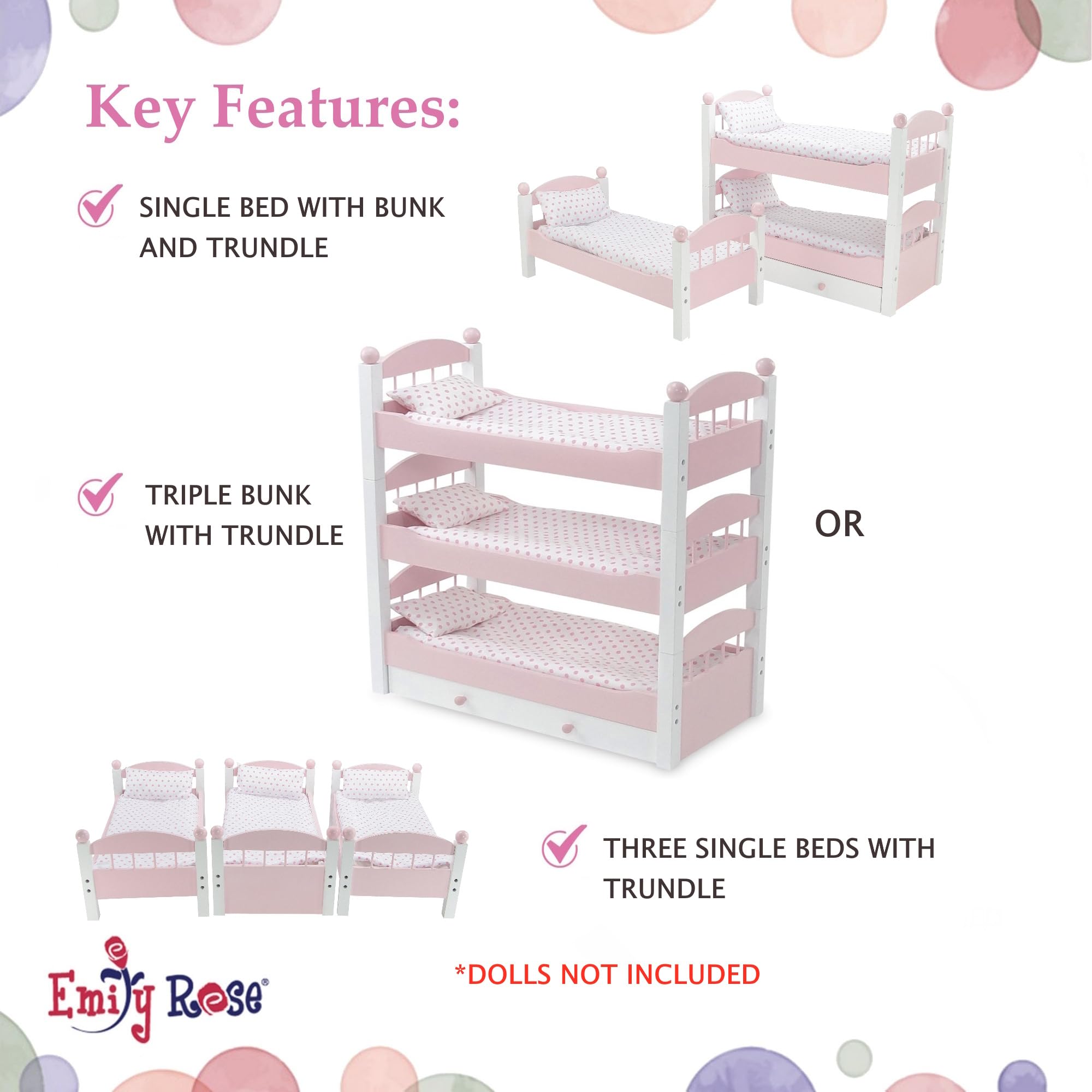 Emily Rose wood construction with non-toxic finish for safe play.