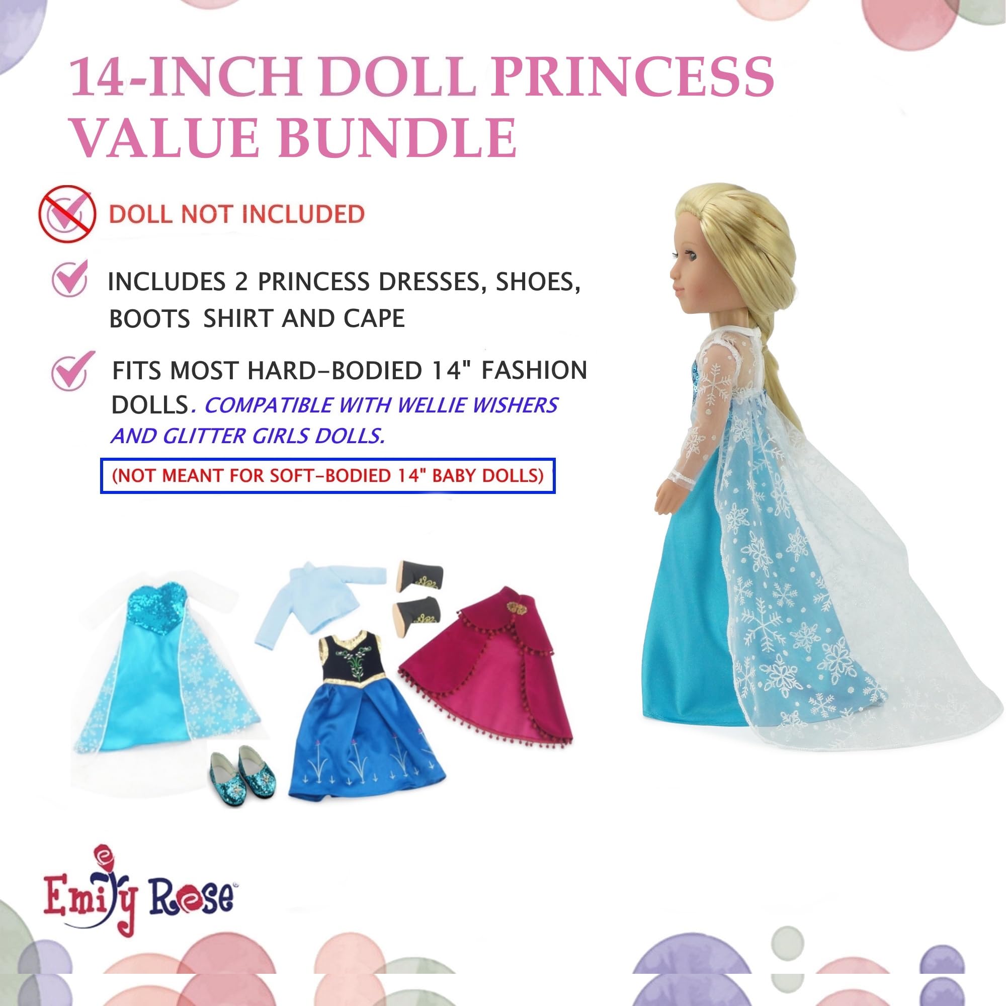 Emily Rose snowflake shoes complement the teal princess look