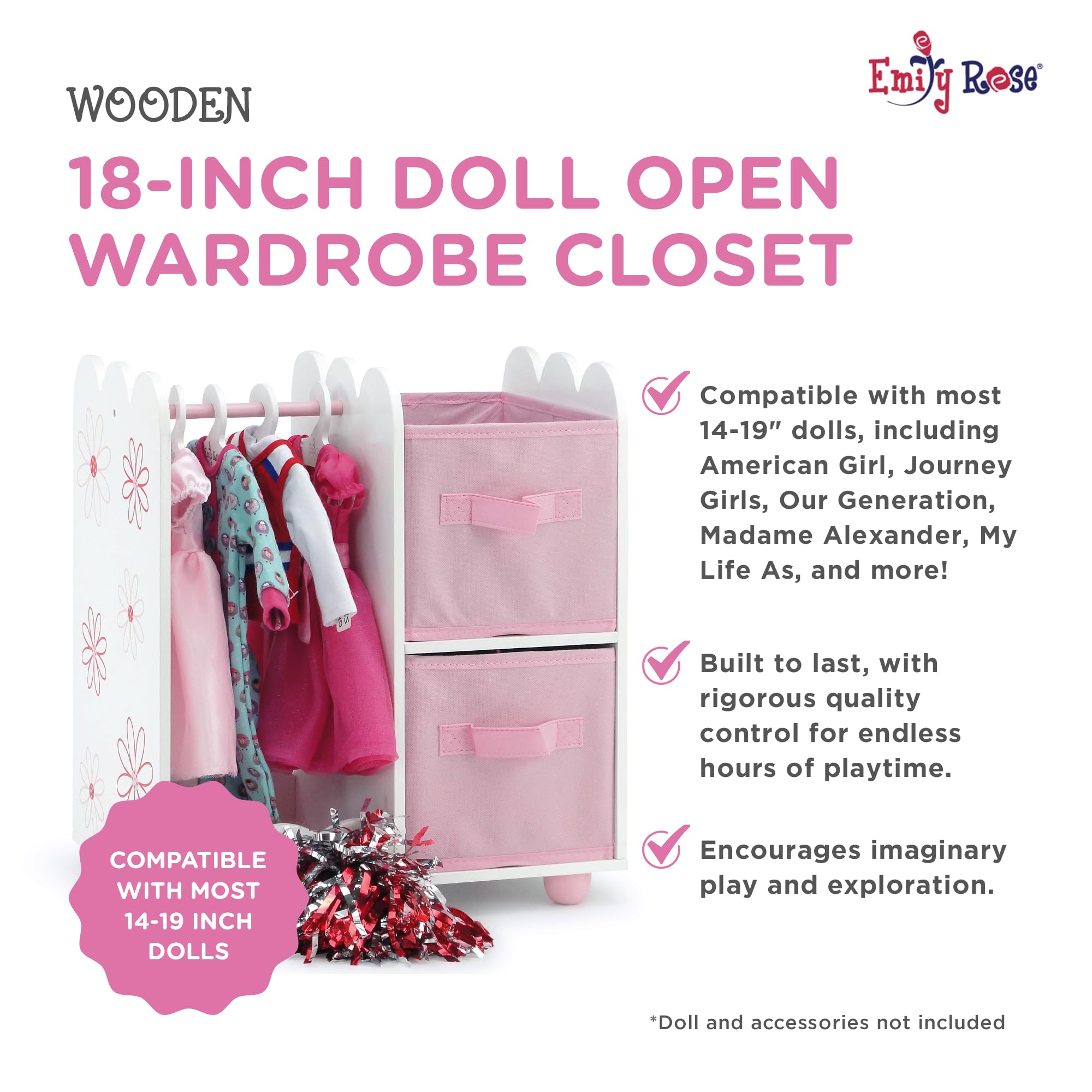 Emily Rose two fabric bins provide versatile storage for accessories.