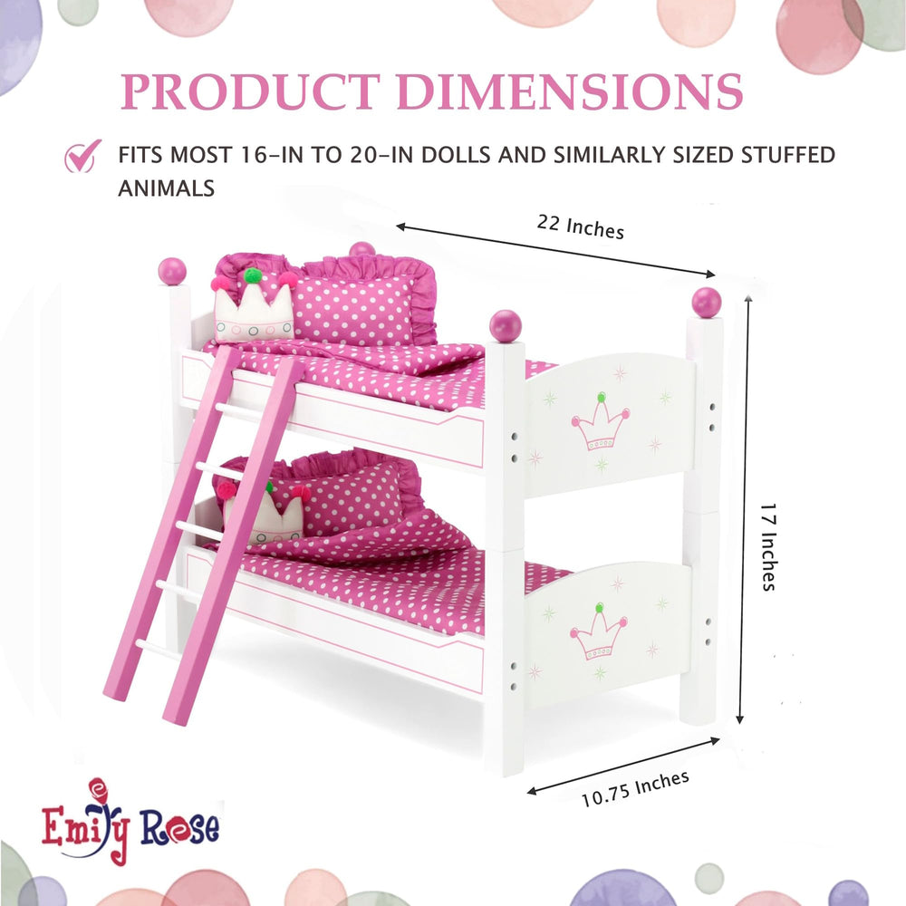 Two-stackable doll beds offer flexible sleepover configurations.