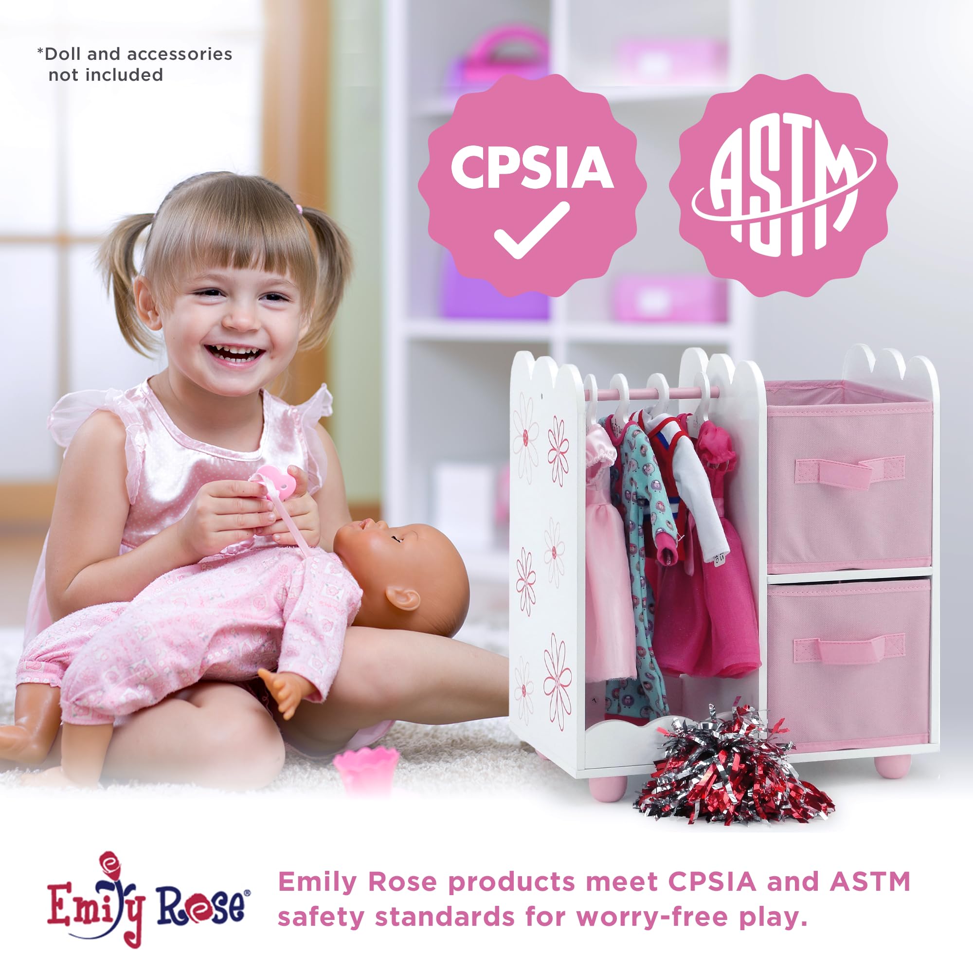 Emily Rose universal compatibility shows fit with multiple 18-inch dolls.