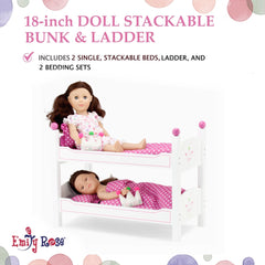 Wooden doll bed with a ladder adds a realistic climbing detail.