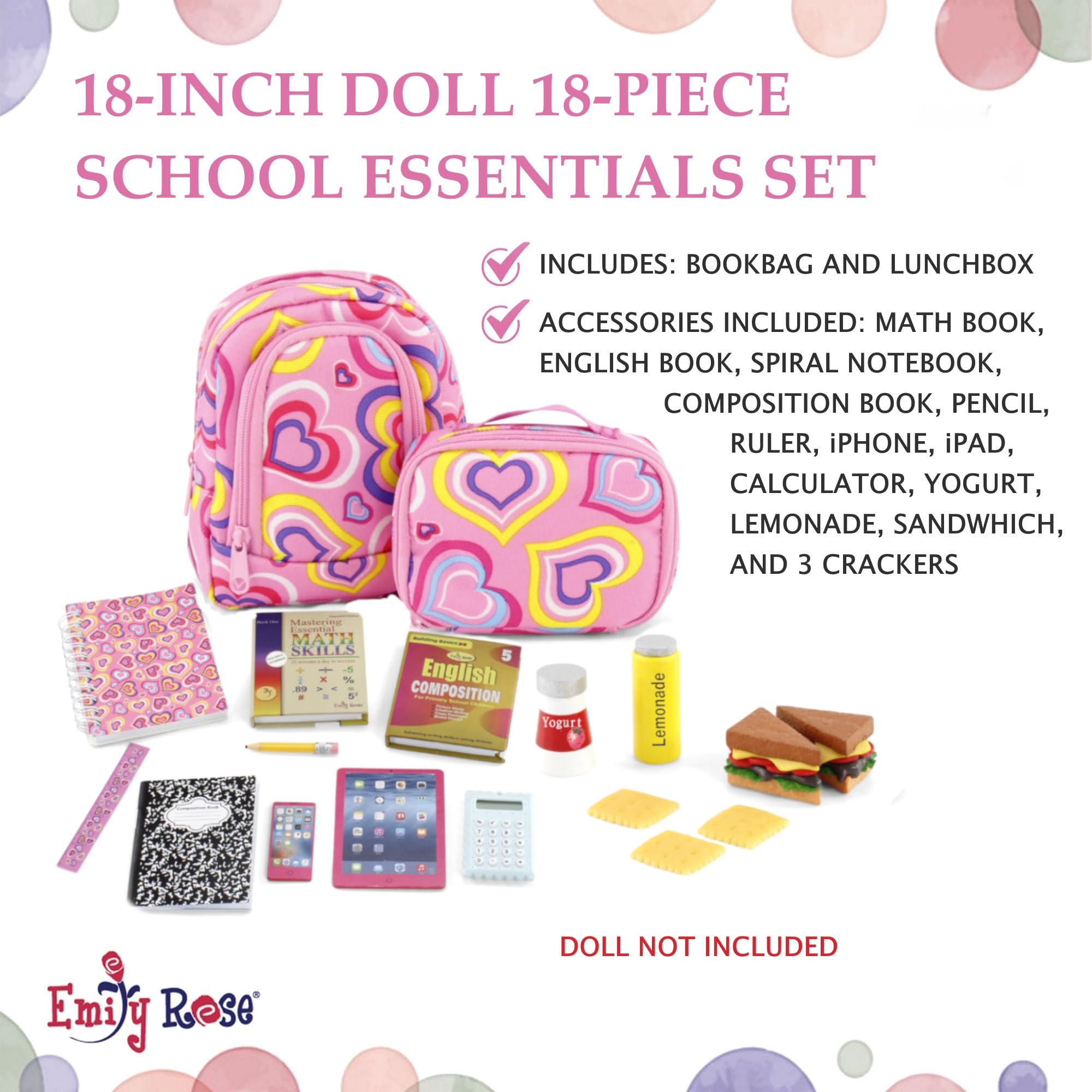 Emily Rose working calculator adds realistic math play to doll homework scenarios.