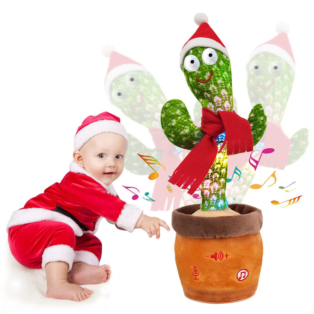 Emoin Christmas Dancing Cactus toy dancing with lights for baby playtime.