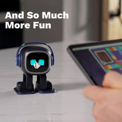 EMOPET plays interactive games for solo or group fun at work.