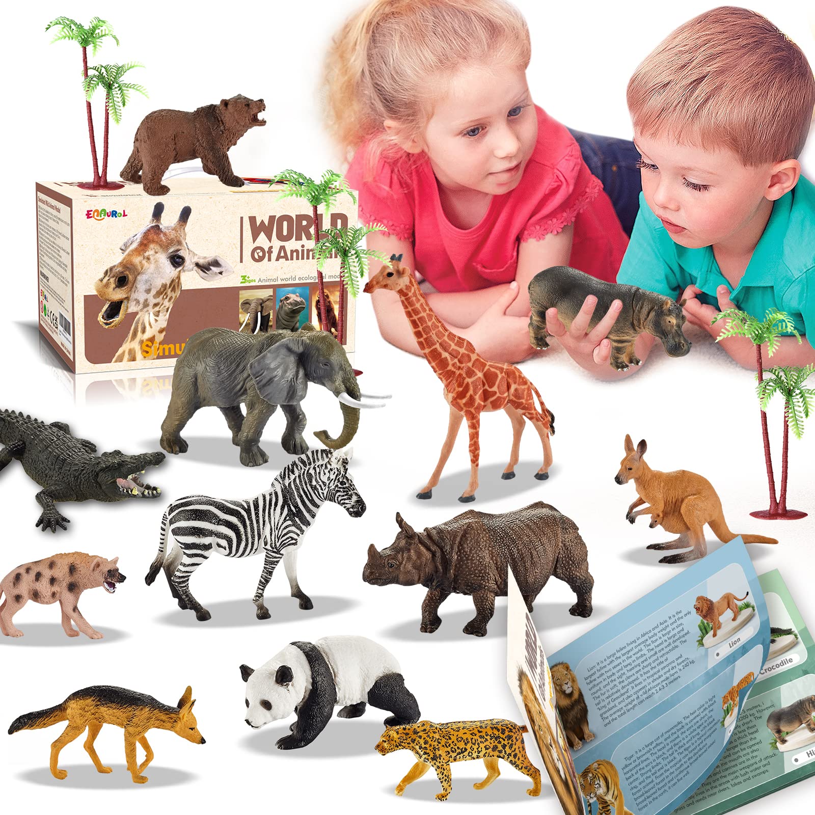 EnAuRoL safari animals figures pack for imaginative play and early wildlife learning.